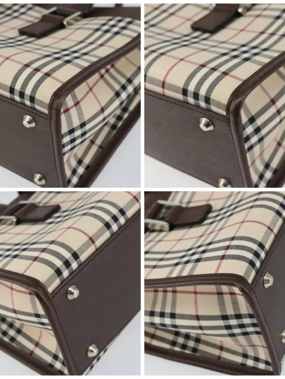 BURBERRY Nova Check Hand Bag Canvas Beige Silver Auth 158957A - Picture 16 of 16